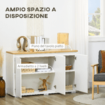 HOMCOM-Mobile-Multiuso-con-2-Armadietti-a-2-Livelli-in-Truciolato-Ripiano-regolabile-120x37x75cm-Bianco-e-Color-legno