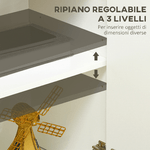 HOMCOM-Mobile-Multiuso-con-2-Armadietti-a-2-Livelli-in-Truciolato-Ripiano-regolabile-120x37x75cm-Bianco-e-Color-legno