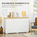 HOMCOM-Mobile-Multiuso-con-2-Armadietti-a-2-Livelli-in-Truciolato-Ripiano-regolabile-120x37x75cm-Bianco-e-Color-legno