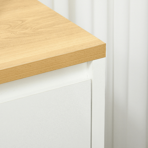 HOMCOM-Mobile-Multiuso-con-2-Armadietti-a-2-Livelli-in-Truciolato-Ripiano-regolabile-120x37x75cm-Bianco-e-Color-legno