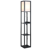 HOMCOM Lampada da Terra con 3 Mensole e 2 Porte USB, Attacco Lampadine E27, 26x26x160cm, Nero