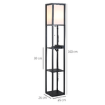 HOMCOM-Lampada-da-Terra-con-3-Mensole-e-2-Porte-USB-Attacco-Lampadine-E27-26x26x160cm-Nero