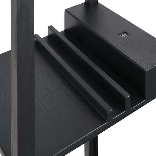 HOMCOM-Lampada-da-Terra-con-3-Mensole-e-2-Porte-USB-Attacco-Lampadine-E27-26x26x160cm-Nero