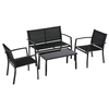Outsunny-Salotto-da-Esterno-Set-4-Pezzi-con-1-Tavolino-2-Sedie-da-Giardino-e-1-Panca-in-Metallo-Nero