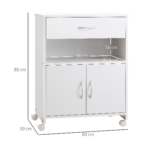 Vinsetto-Mobile-Porta-Stampante-con-4-Ruote-Cassetto-e-Armadietto-60x39x80cm---Bianco