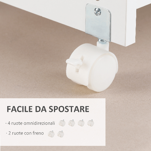 Vinsetto-Mobile-Porta-Stampante-con-4-Ruote-Cassetto-e-Armadietto-60x39x80cm---Bianco