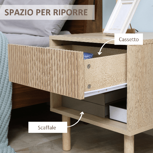 HOMCOM-Comodino-Moderno-con-Cassetto-e-Ripiano-Aperto-in-Truciolato-47x47x50-cm-Color-Legno