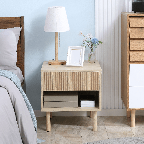 HOMCOM-Comodino-Moderno-con-Cassetto-e-Ripiano-Aperto-in-Truciolato-47x47x50-cm-Color-Legno