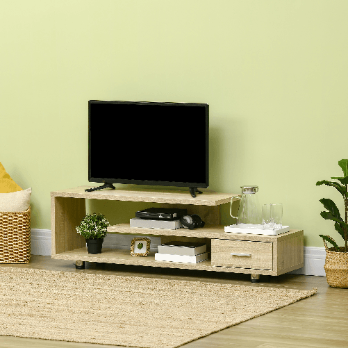 HOMCOM-Mobile-TV-Moderno-per-TV-fino-a-65--Mobile-TV-Aperto-in-Truciolato-con-Cassetto-135x35x41-7-cm