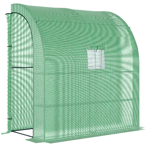 Outsunny-Serra-da-Parete-con-2-Ripiani-per-Piante-e-Fiori-in-Acciaio-e-PE-200x100x215-cm-Verde