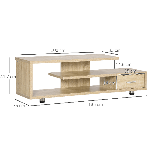 HOMCOM-Mobile-TV-Moderno-per-TV-fino-a-65--Mobile-TV-Aperto-in-Truciolato-con-Cassetto-135x35x41-7-cm