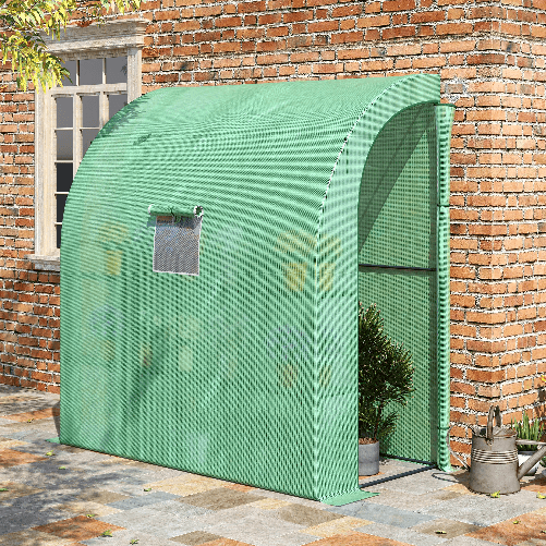 Outsunny-Serra-da-Parete-con-2-Ripiani-per-Piante-e-Fiori-in-Acciaio-e-PE-200x100x215-cm-Verde