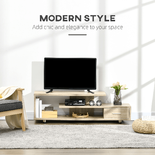 HOMCOM-Mobile-TV-Moderno-per-TV-fino-a-65--Mobile-TV-Aperto-in-Truciolato-con-Cassetto-135x35x41-7-cm