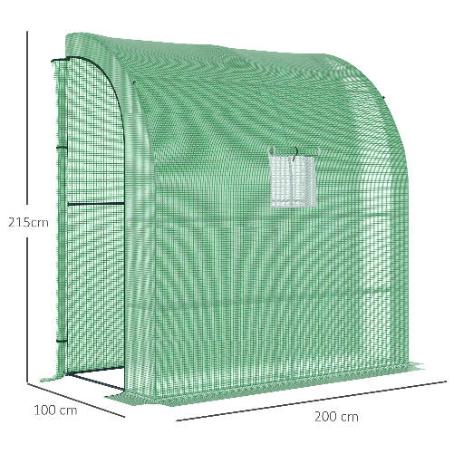 Outsunny-Serra-da-Parete-con-2-Ripiani-per-Piante-e-Fiori-in-Acciaio-e-PE-200x100x215-cm-Verde