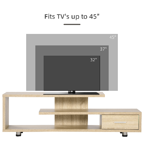 HOMCOM-Mobile-TV-Moderno-per-TV-fino-a-65--Mobile-TV-Aperto-in-Truciolato-con-Cassetto-135x35x41-7-cm