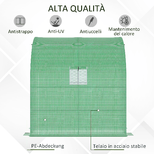 Outsunny-Serra-da-Parete-con-2-Ripiani-per-Piante-e-Fiori-in-Acciaio-e-PE-200x100x215-cm-Verde