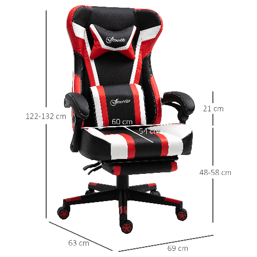 Vinsetto-Poltrona-da-Gaming-o-da-Ufficio-Sedia-Racing-Reclinabile-Altezza-Regolabile-69x63x122-132-cm