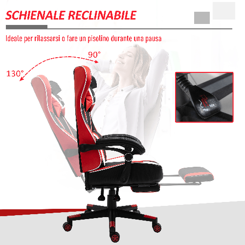 Vinsetto-Poltrona-da-Gaming-o-da-Ufficio-Sedia-Racing-Reclinabile-Altezza-Regolabile-69x63x122-132-cm