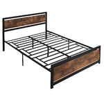 HOMCOM Struttura Letto Matrimoniale in Legno e Acciaio con Doghe in Stile Industriale, 160x200cm