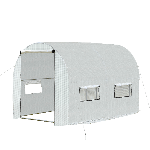 Outsunny-Serra-a-Tunnel-per-Orto-3x2x2m-con-Copertura-in-PE-2-Porte-e-Struttura-in-Acciaio-Bianco