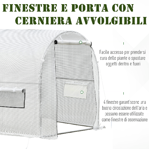 Outsunny-Serra-a-Tunnel-per-Orto-3x2x2m-con-Copertura-in-PE-2-Porte-e-Struttura-in-Acciaio-Bianco