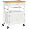 HOMCOM-Carrello-Cucina-con-Cassetto-Armadietto-e-Scaffale-Carrellino-Portavivande-con-Piano-in-Bambu-e-4-Ruote-Bianco