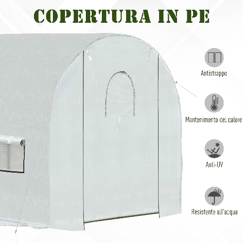 Outsunny-Serra-a-Tunnel-per-Orto-3x2x2m-con-Copertura-in-PE-2-Porte-e-Struttura-in-Acciaio-Bianco