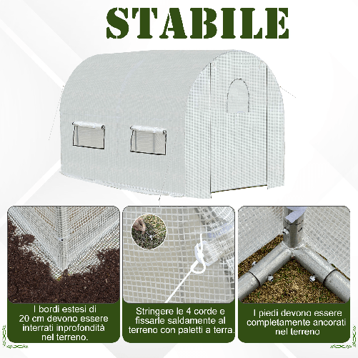 Outsunny-Serra-a-Tunnel-per-Orto-3x2x2m-con-Copertura-in-PE-2-Porte-e-Struttura-in-Acciaio-Bianco