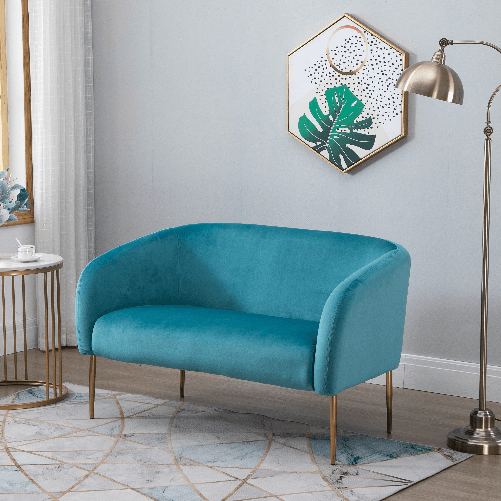 HOMCOM-Divano-2-Posti-Seduta-Imbottita-Schienale-e-Braccioli-Arredamento-Soggiorno-Sala-Ufficio-Verde-124x73x76cm