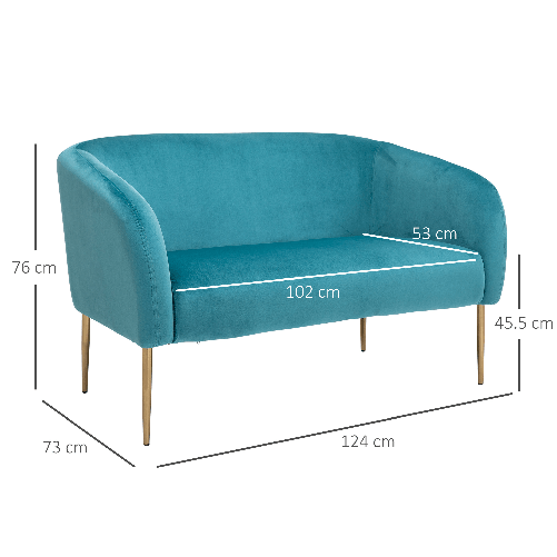 HOMCOM-Divano-2-Posti-Seduta-Imbottita-Schienale-e-Braccioli-Arredamento-Soggiorno-Sala-Ufficio-Verde-124x73x76cm