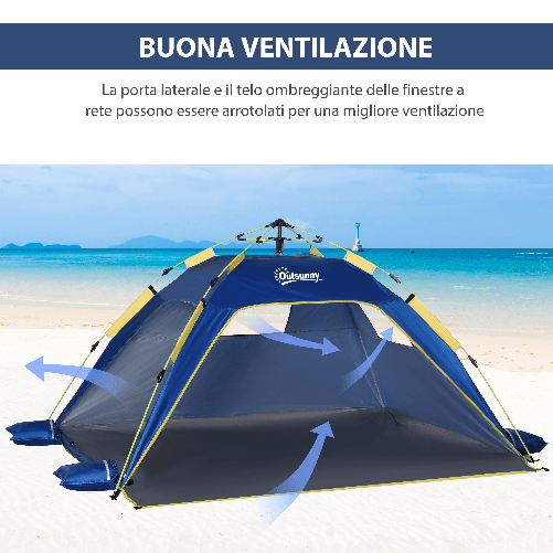 Outsunny-Tenda-da-Spiaggia-Pop-Up-con-Finestre-Traforate-e-Porta-Richiudibile
