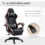 Vinsetto-Sedia-da-Gaming-Rosa-e-Nero-con-Altezza-Regolabile-e-Schienale-Reclinabile-65x65x121-129-cm