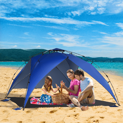 Outsunny-Tenda-da-Spiaggia-Pop-Up-per-4-Persone-con-Corde-e-Paletti-Poliestere-247x247x145cm-Blu