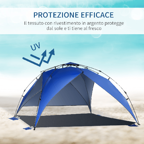 Outsunny-Tenda-da-Spiaggia-Pop-Up-per-4-Persone-con-Corde-e-Paletti-Poliestere-247x247x145cm-Blu