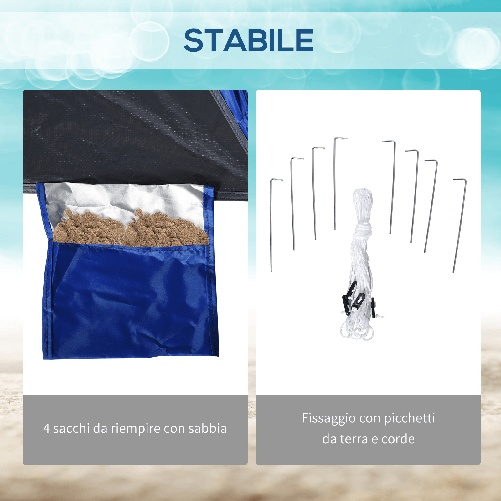 Outsunny-Tenda-da-Spiaggia-Pop-Up-per-4-Persone-con-Corde-e-Paletti-Poliestere-247x247x145cm-Blu