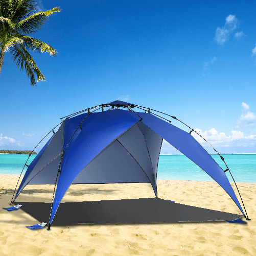Outsunny-Tenda-da-Spiaggia-Pop-Up-per-4-Persone-con-Corde-e-Paletti-Poliestere-247x247x145cm-Blu