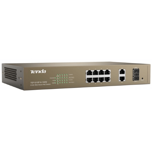 Tenda-TEF1210P-8-150W-Fast-Ethernet--10-100--Supporto-Power-over-Ethernet--PoE--Grigio