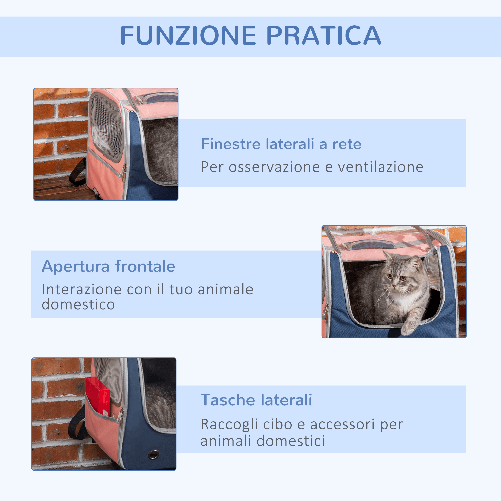 PawHut-Trasportino-per-Cani-Taglia-XS-Zaino-per-Cani-con-Design-a-3-Entrate-e-Finestre-a-Rete-42x30x36-cm
