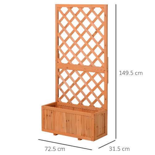 Outsunny-Fioriera-da-Esterno-in-Legno-con-Spalliera-a-Griglia-per-Rampicanti