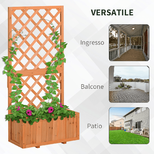 Outsunny-Fioriera-da-Esterno-in-Legno-con-Spalliera-a-Griglia-per-Rampicanti