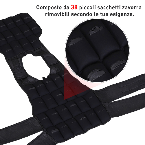 HOMCOM-Giubbotto-Zavorrato-20kg-Unisex-38-Pesi-Singoli-Imbottitura-Chiusure-con-Velcro-Nero