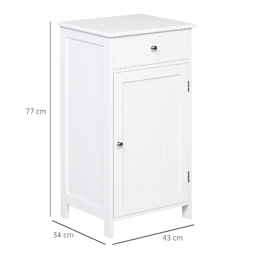kleankin-Mobiletto-da-Bagno-con-Anta-e-Cassetto-Bianco-43-x-34-x-77cm