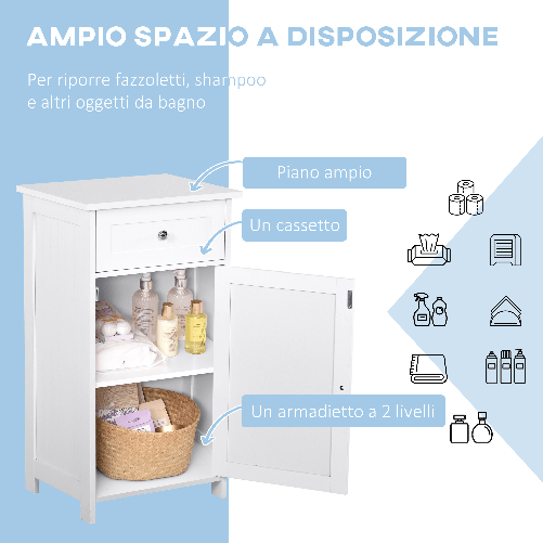 kleankin-Mobiletto-da-Bagno-con-Anta-e-Cassetto-Bianco-43-x-34-x-77cm