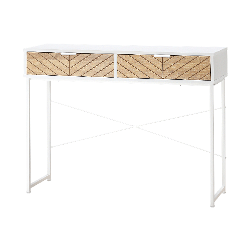 HOMCOM-Consolle-Moderna-per-Ingresso-e-Soggiorno-con-2-Cassetti-in-Metallo-100x30x75cm---Bianco