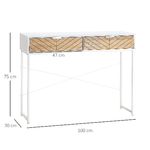 HOMCOM-Consolle-Moderna-per-Ingresso-e-Soggiorno-con-2-Cassetti-in-Metallo-100x30x75cm---Bianco