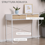 HOMCOM-Consolle-Moderna-per-Ingresso-e-Soggiorno-con-2-Cassetti-in-Metallo-100x30x75cm---Bianco