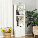 HOMCOM-Libreria-Moderna-4-Ripiani-con-Armadietto-a-2-Ante-in-Legno-59x29x180cm-Bianca