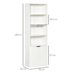 HOMCOM-Libreria-Moderna-4-Ripiani-con-Armadietto-a-2-Ante-in-Legno-59x29x180cm-Bianca