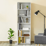HOMCOM-Libreria-Moderna-4-Ripiani-con-Armadietto-a-2-Ante-in-Legno-59x29x180cm-Bianca