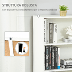 HOMCOM-Libreria-Moderna-4-Ripiani-con-Armadietto-a-2-Ante-in-Legno-59x29x180cm-Bianca